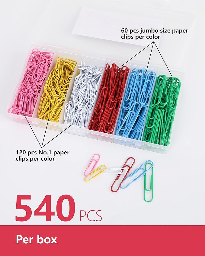 PAPERPAL Paper Clips, 2 in & 1-2/7 in, school and personal use; 180 jumbo - Image 3