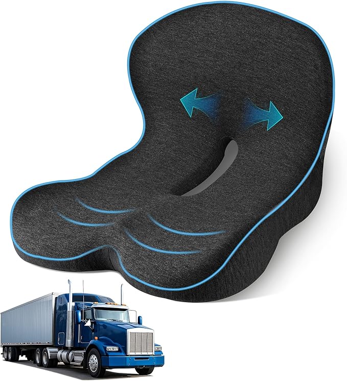 Truck Driver Seat Cushion, Memory Foam L-Shaped Ergonomic Cushion by jpinlr