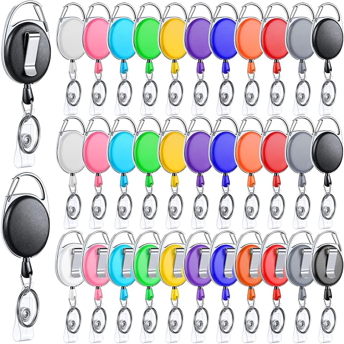 Laumoi 150 Packs Retractable ID Badge Holder Name ID Badge Reel Clips Keychain by Unknown