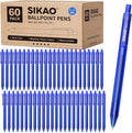 Blue Pens Bulk, 60 Pack Retractable Ballpoint Pens Blue Ink | 1.0mm Smooth by Sikao
