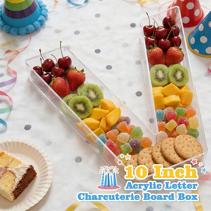 Ledido 10’’ Acrylic Letter Charcuterie Board Box, Reusable Fillable Serving Tray - Image 2