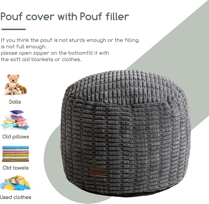 HIGOGOGO Pouf Ottoman Stuffed Round Modern Foam Filled Foot Rest Poufs - Image 7