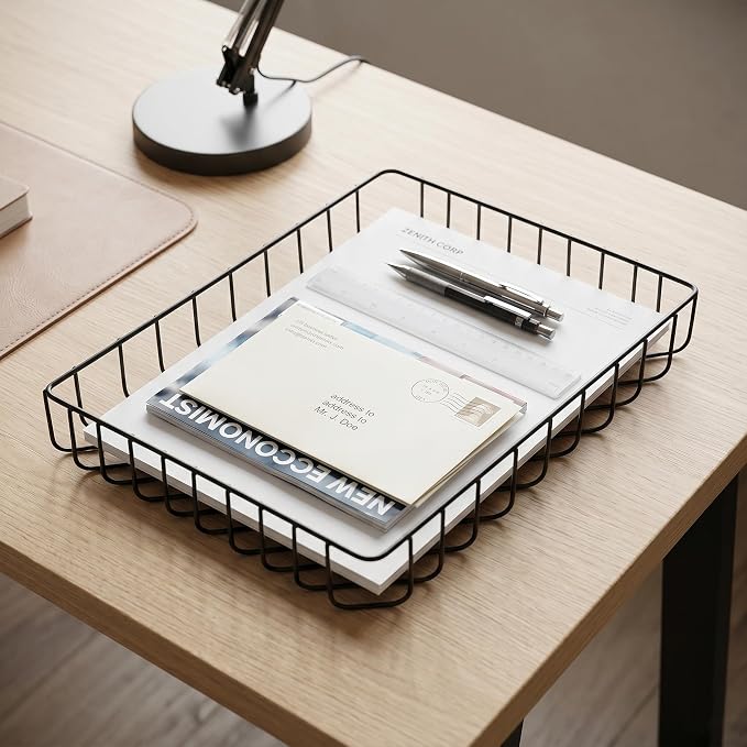 Elegant Gold Wire Desk Tray Organizer - Image 4