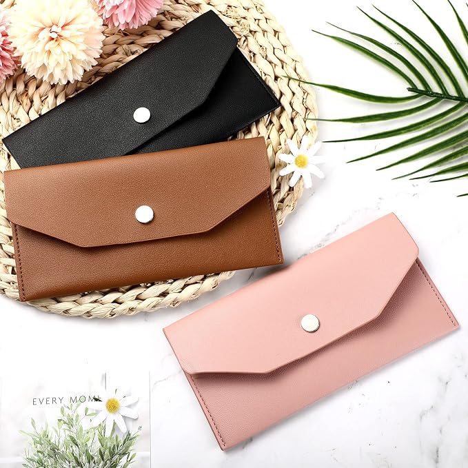 Frienda 3 Pieces Leather Cash Envelopes Wallet Budget Envelope Wallet Bag - Image 5
