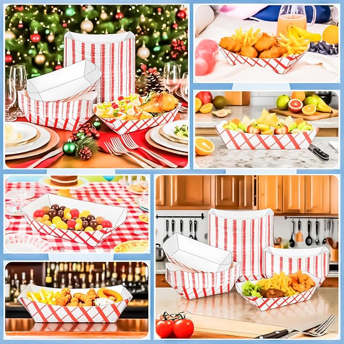 100 Pack 5LB Extra Large Paper Food Boats Trays Disposable Paper Boat Plate - Image 6