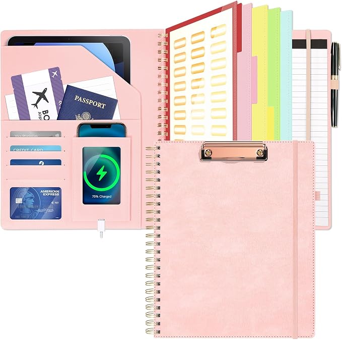 Clipboard with Storage for Men Women, Leather Padfolio Portfolio Organizer 5 by OspelelfOfficeSupplies