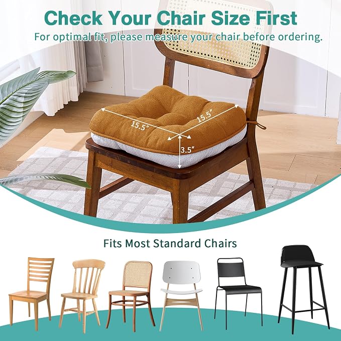 BETU Chair Cushions for Dining Chairs Set of 2, 3.5" Thick Kitchen Table Chair - Image 4
