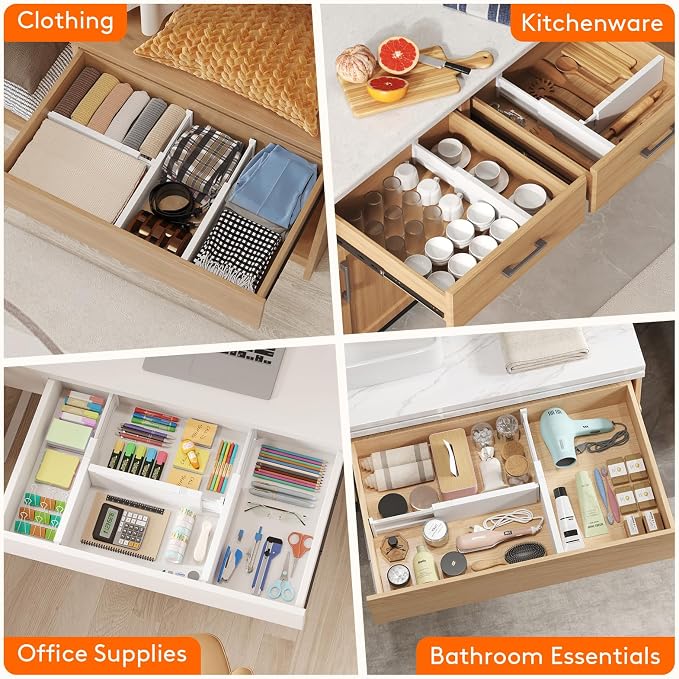 Lifewit 12 Pack 4" High Drawer Dividers 34-56cm/13.5-22" Adjustable Drawer - Image 8