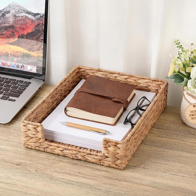 Set of 2 Letter Tray Water Hyacinth, Desk Organizer - Image 3