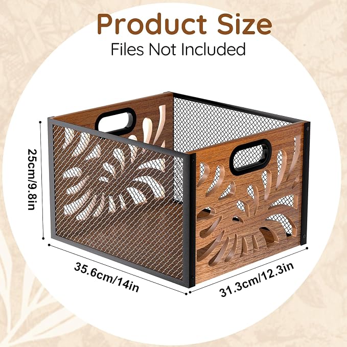 Wood File Box, Hanging File Organizer Box, Portable Files Storage Boxes - Image 6