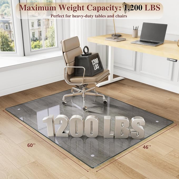 Tempered Glass Chair Mat, Hides Dirt/Fur Better, Noise-Free Gliding - Image 2