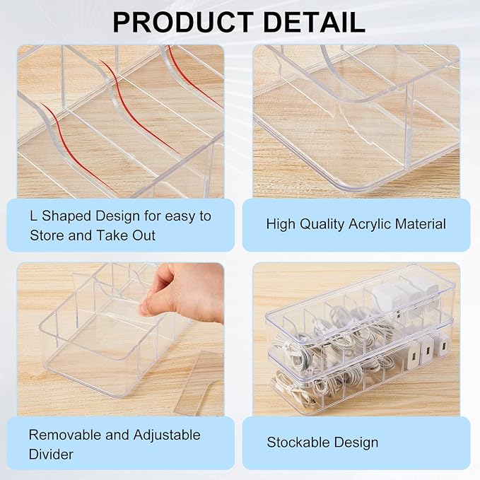 Tatuo 8 Pcs Cord Organizer for Drawer Desktop, Cable Organizer Box - Image 3