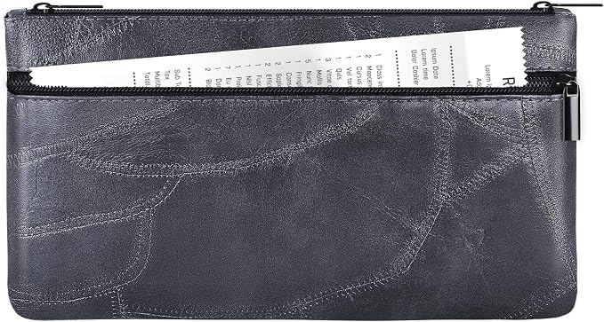 HAUTOCO Money Bag with Zipper 11 x 6.1 inch Embossed Deposit Money Pouch with by HAUTOCO