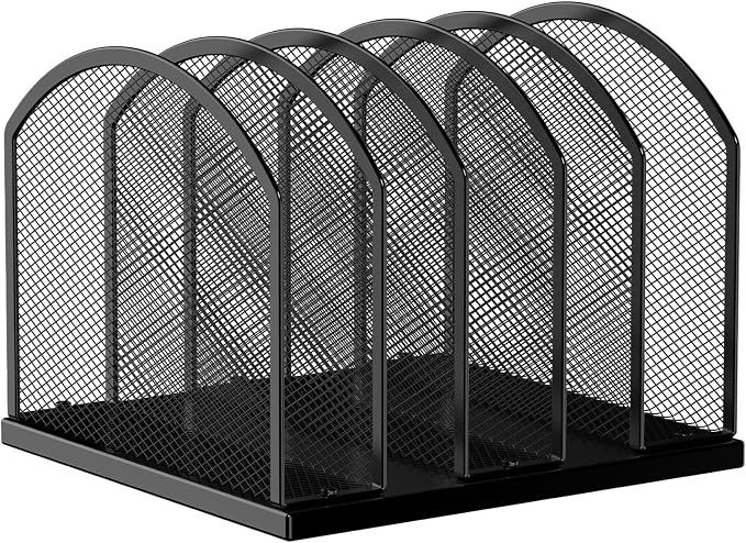 Gawerk 5-Section Vertical Desktop Organizer, 5-Section Mesh File Folder Stand by Gawerk