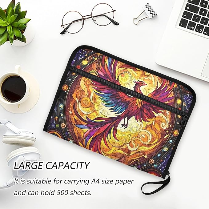 Expanding File Folder Phoenix Fire Wing Rainbow Glass Accordion File Organizer - Image 5