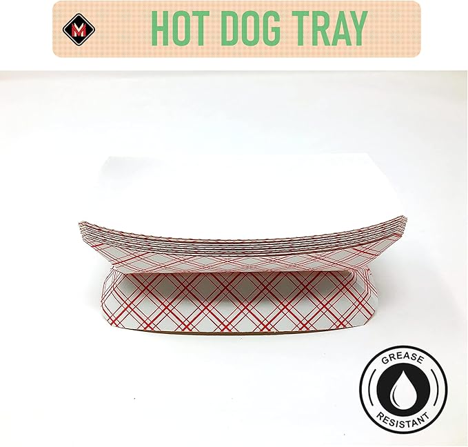 Mr Miracle 7 Inch Paper Hot Dog Tray in Red White Pattern. Pack of 250. - Image 4