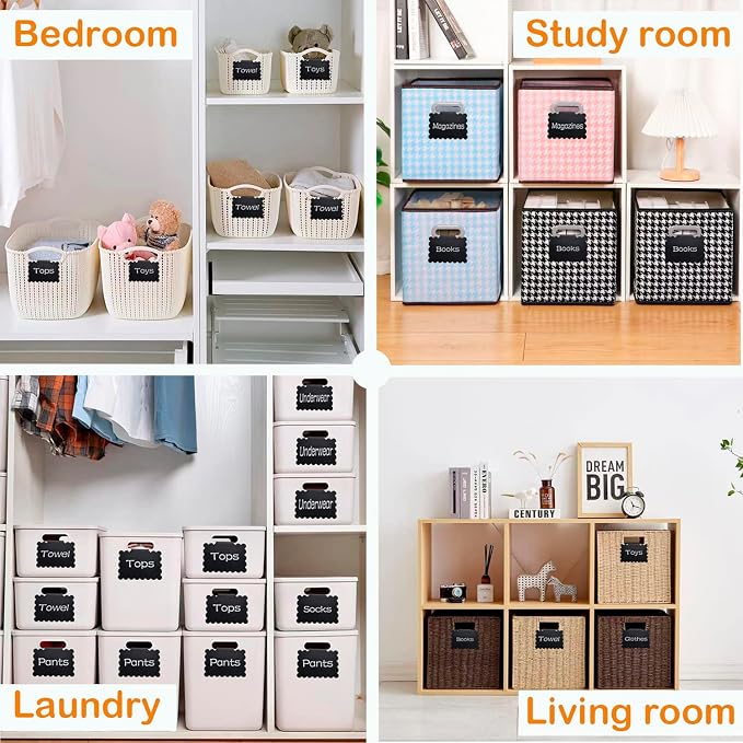 20 Reusable Basket Labels with Clip-On Design, Includes 2 White Chalk Markers - Image 5