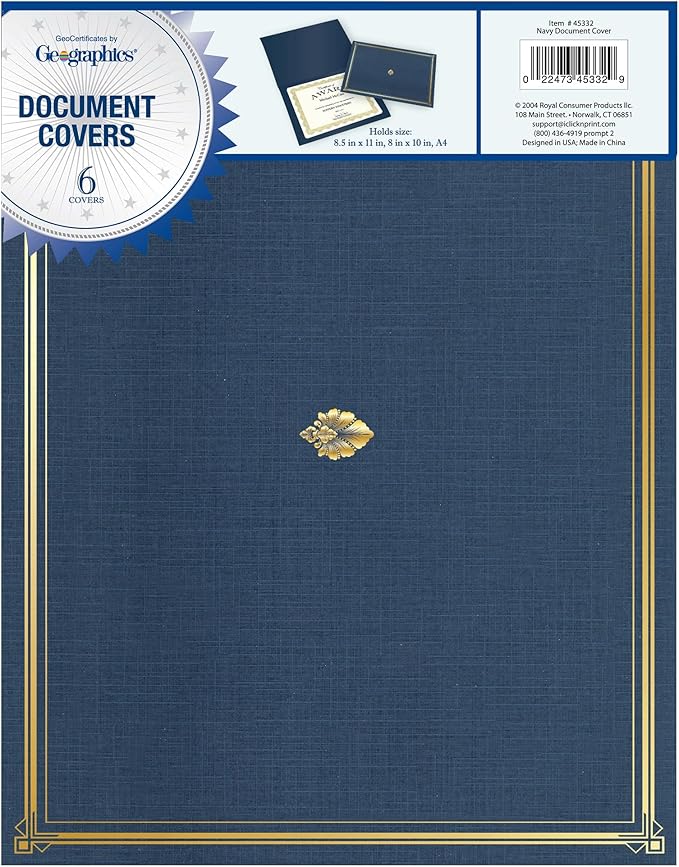Geographics Classic Linen Certificate/Document Covers, 12.5” x 9.75” - Image 3