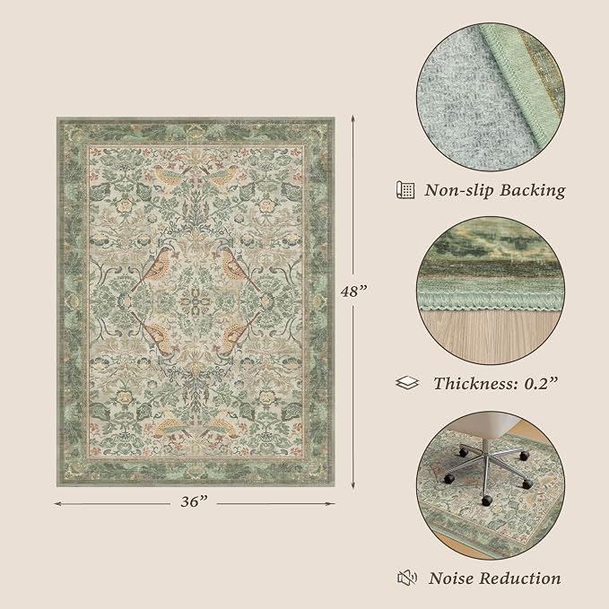 Sage Green 3x4 Office Chair Mat - Image 2