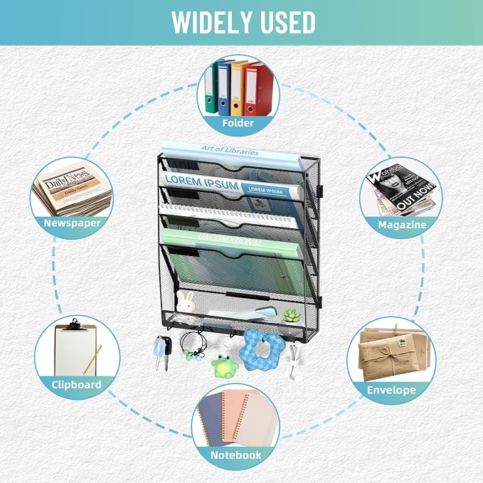 SUPEASY Wall File Organizer, 5 Tier Hanging File Organizer - Image 5