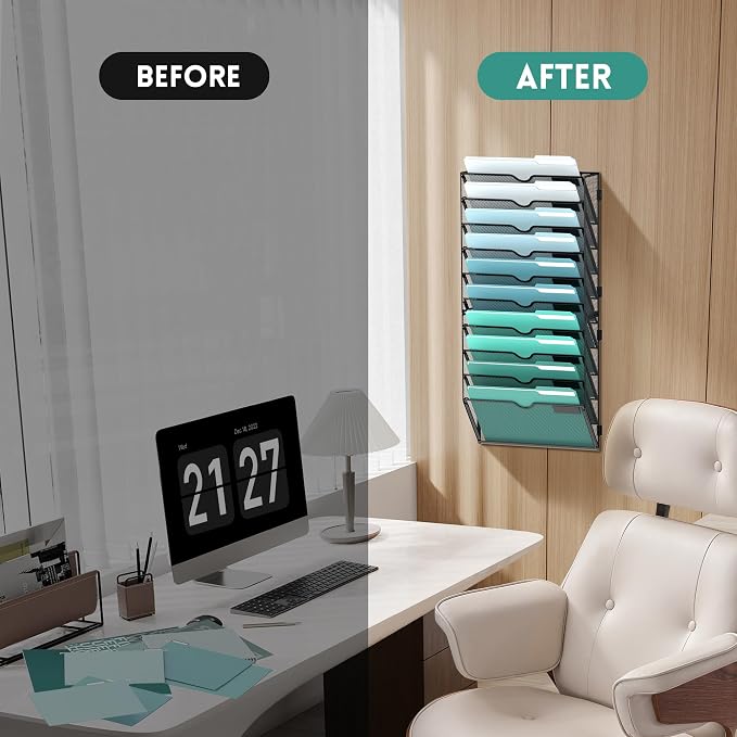 SUPEASY 10-Tier Wall File Organizer, Hanging Wall Files - Image 7