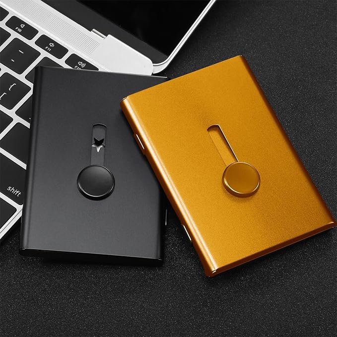 Tatuo 2 Pcs Business Card Holder Thumb Drive Black Gold Stainless Steel - Image 5