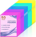 Sooez 50 Pack Clear Document Folder Project Pockets, 5 Assorted Colors by Sooez