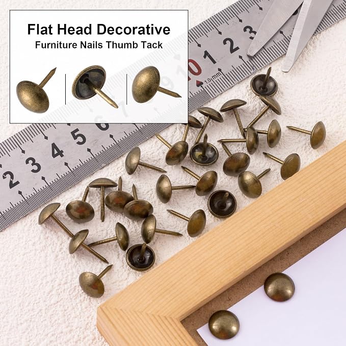 100pcs Metal Thumb Tacks, Heavy Duty Round Head Push Pins, Vintage Upholstery - Image 4