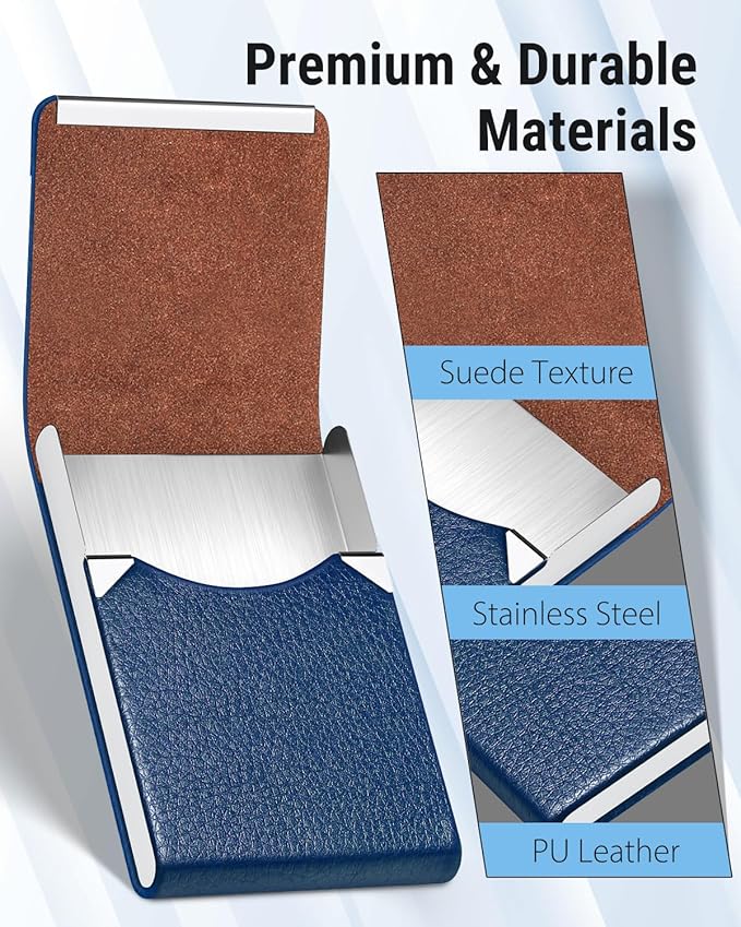 MaxGear Business Card Holder, PU Leather & Stainless Steel Business Card Case - Image 4