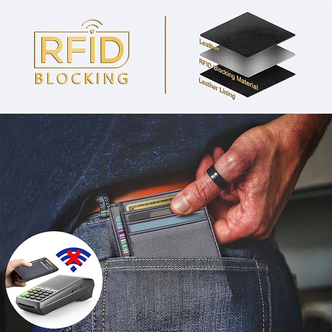 Travelambo Front Pocket Minimalist Leather Slim Wallet RFID Blocking Medium Size - Image 4