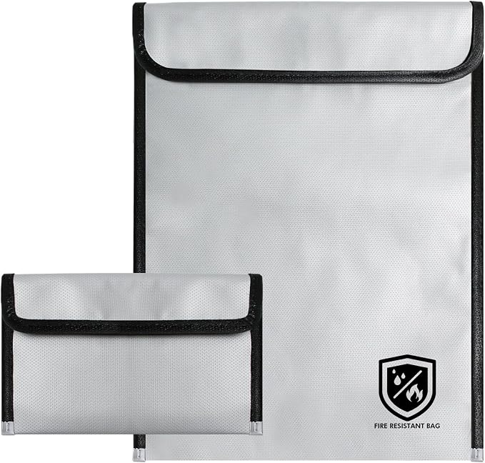 2 Pack Upgraded Fireproof Document Bag, 14.6" x 11" Two Pockets Fireproof Bag by LeadCon