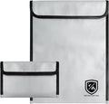 2 Pack Upgraded Fireproof Document Bag, 14.6" x 11" Two Pockets Fireproof Bag by LeadCon