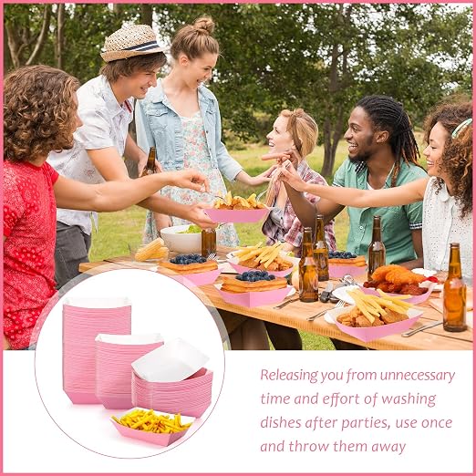 Yinkin 200 Pcs Paper Boat Disposable Graduation Food Trays Nacho Trays Kraft - Image 5