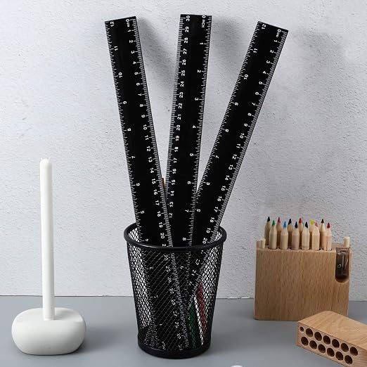 EBOOT 50 Pack 12 Inch Plastic Ruler Bulk Black Ruler - Image 4