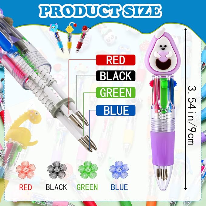 60Pcs Mini Multicolor Pens in One 4-in-1, Cute Pens Bulk - Image 3