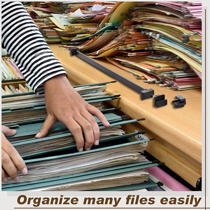 Epakh 12 Pcs PVC Adjustable File Cabinet Rails Set Include 8 Hanging File Rail - Image 5