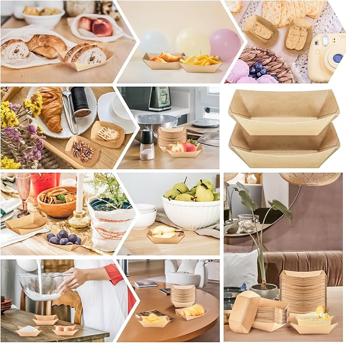 400 Pack 1/4Lb Paper Food Boat Trays Disposable Small Paper Boats Plates - Image 5
