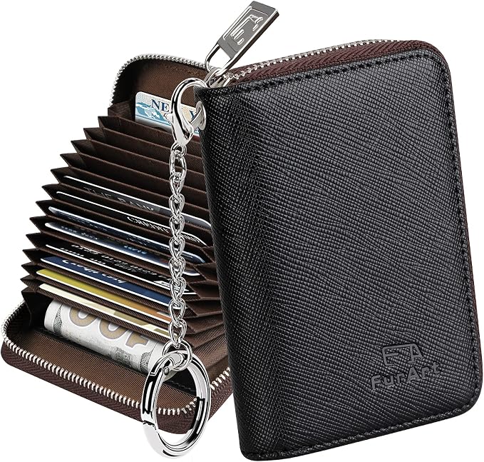 FurArt Zipper Wallet Women, RFID Blocking Credit Card Wallet, Business Card by FurArt