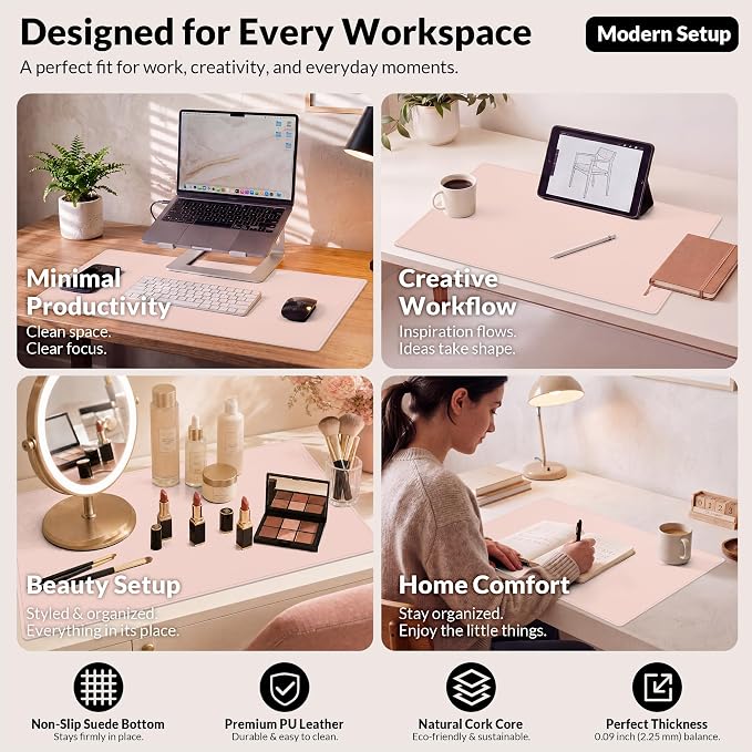 AFIING Leather Desk Pad Protector, 23.6" x 13.7" | Large Mouse Pad, Dual-Sided - Image 8