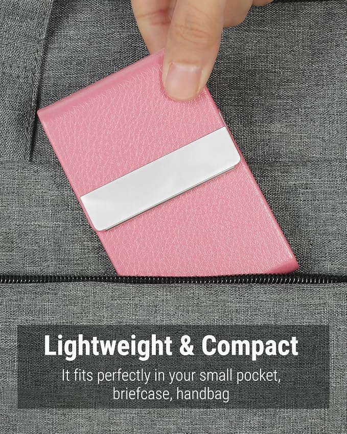 MaxGear Business Card Holder, PU Leather & Stainless Steel Business Card Case - Image 6
