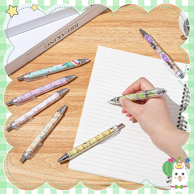 Ireer 8 Pcs Ballpoint Pens for Women 1.00 mm Cute Black Ink Fancy Pens Fine - Image 4