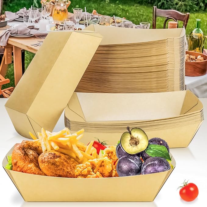 100 Pack 5LB Extra Large Paper Food Boats Trays Disposable Paper Boat, Heavy - Image 7
