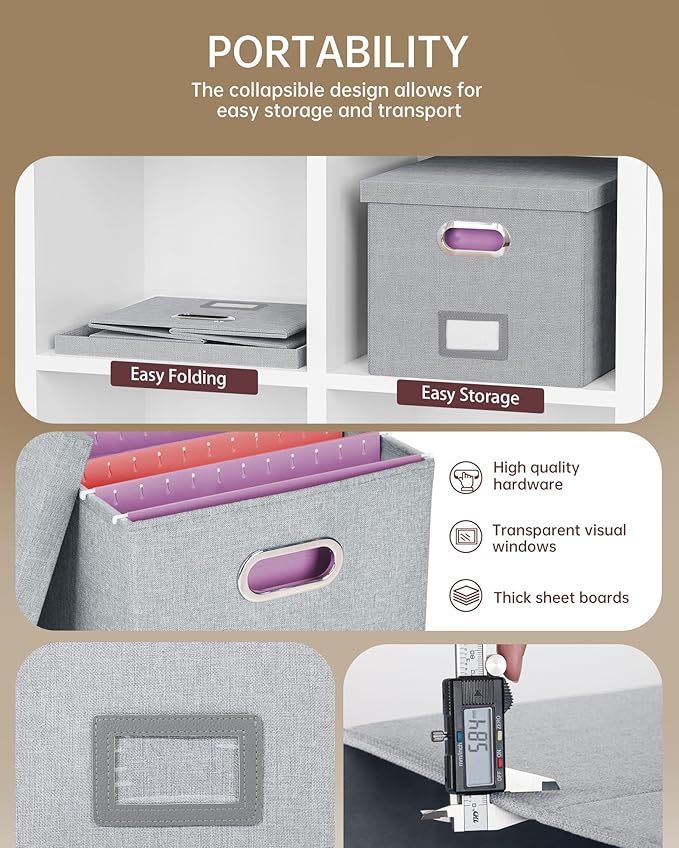 Oterri 2 Pack File Storage Organizer, Filing Box, Portable File Box - Image 2