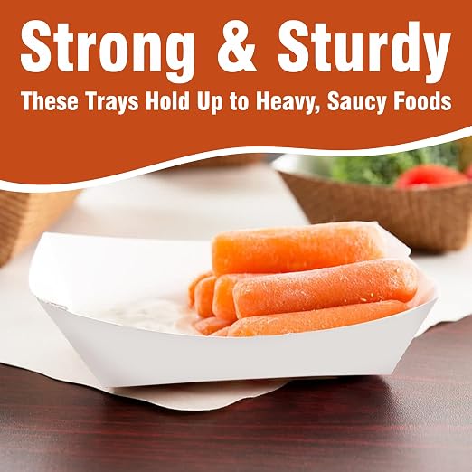2lb White Paper Food Trays - Image 5