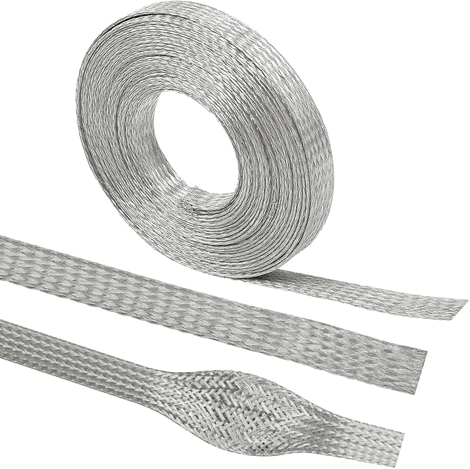 Tinned Copper Grounding Braid Straps Shielding Wire Sheathing Cable Sleeve by BuyUneed