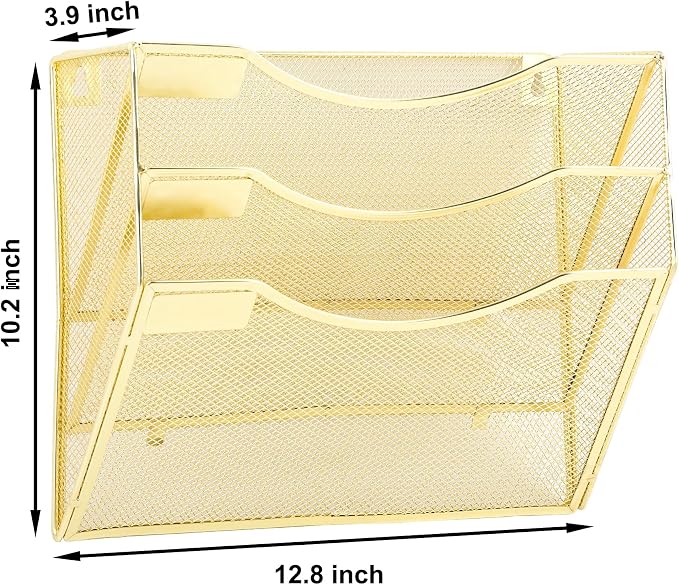 EASEPRES 3 Pocket Mesh Hanging Wall File Organizer, Wall Mounted Mail Paper - Image 2