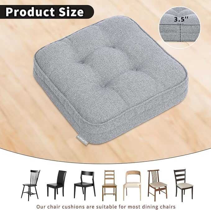 GOFORIT Chair Cushions Set of 2, Tufted Shredded Memory Foam Chair Pads - Image 4