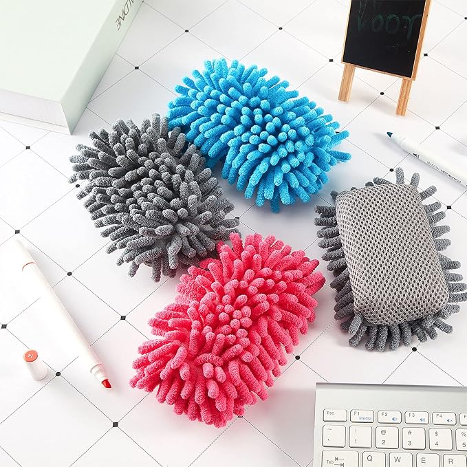 Zonon 4 Pieces Dry Erase Eraser Microfiber Shag Washable Whiteboard Eraser - Image 6