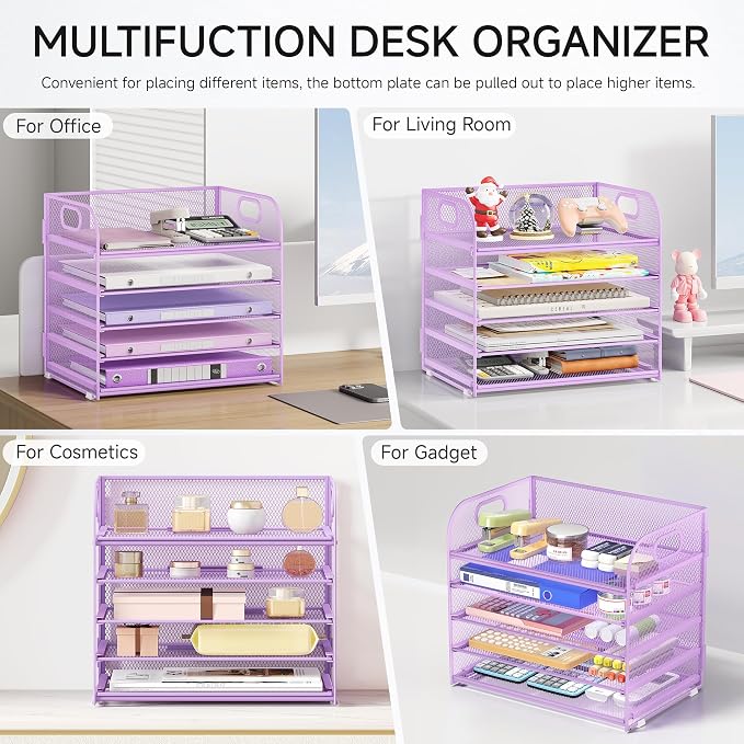 Lavatino Desk Letter Tray Paper Organizer, 5-Tier - Image 5
