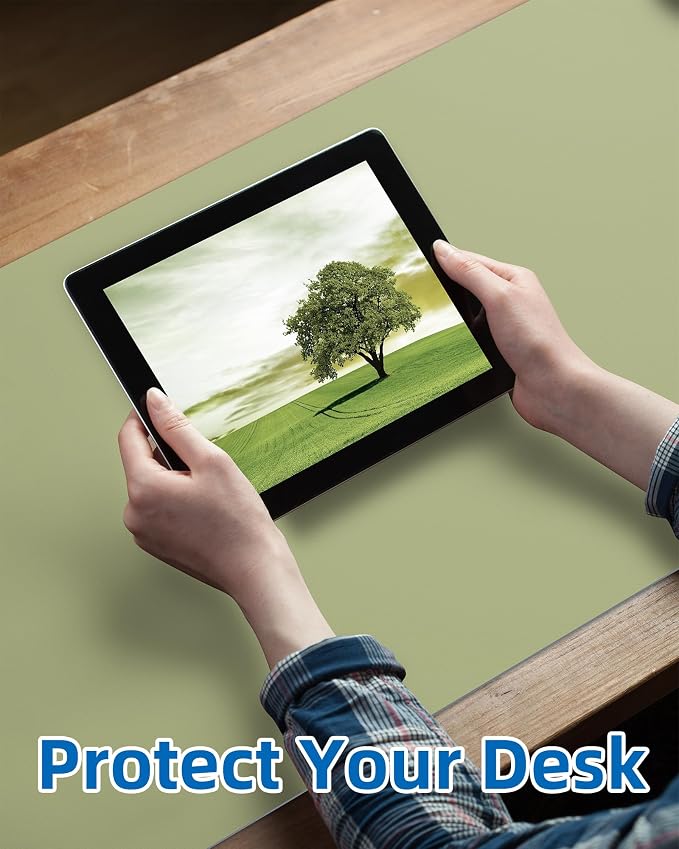 Leather Desk Pad Protector, Mouse Pad, Office Desk Mat, Non-Slip PU Leather - Image 4